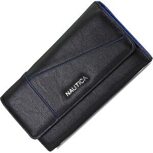 Women's Black Money Manager RFID Slim Wallet Card Holder with Coin